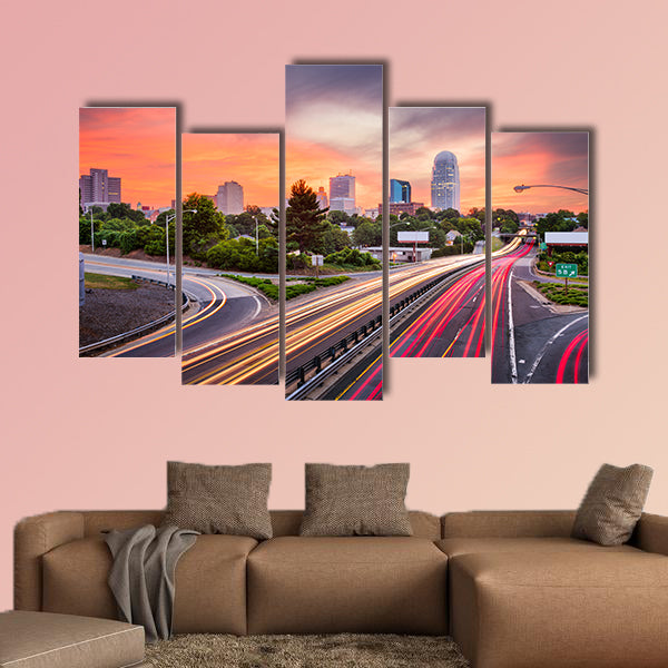 Winston-Salem, North Carolina, USA skyline Multi panel canvas wall art