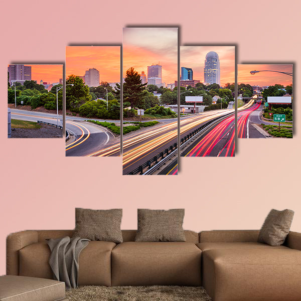 Winston-Salem, North Carolina, USA skyline Multi panel canvas wall art