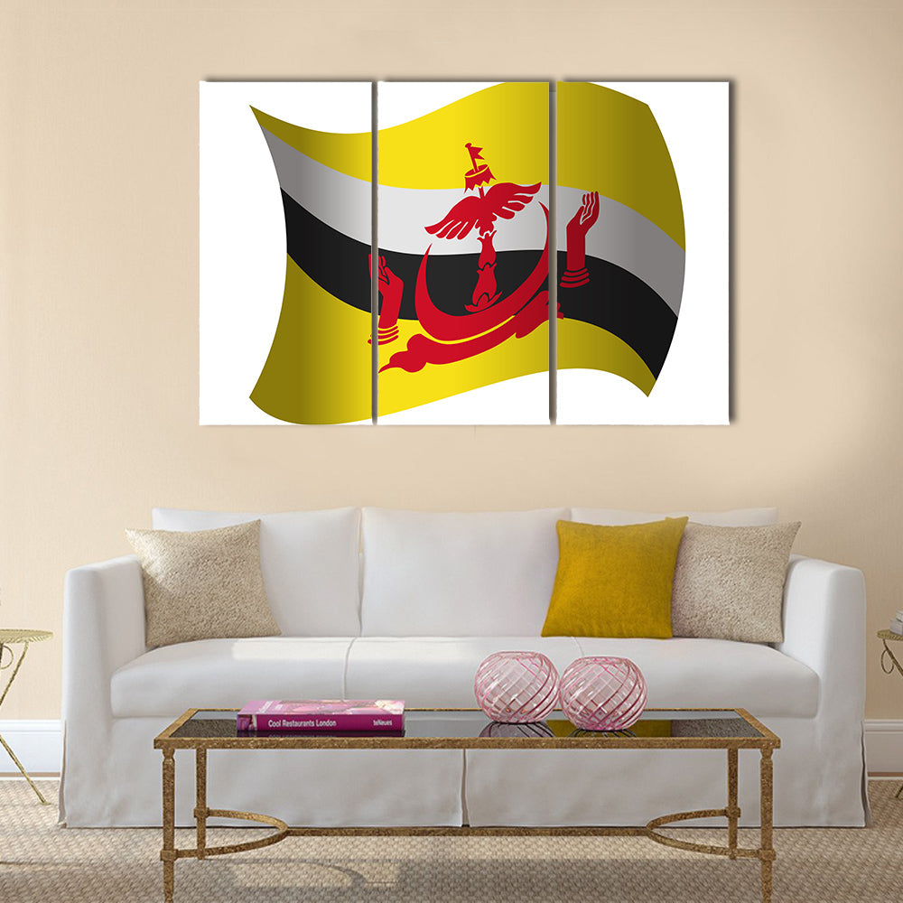 Brunei flag waving in the wind Multi panel canvas wall art
