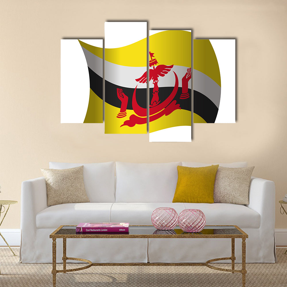 Brunei flag waving in the wind Multi panel canvas wall art