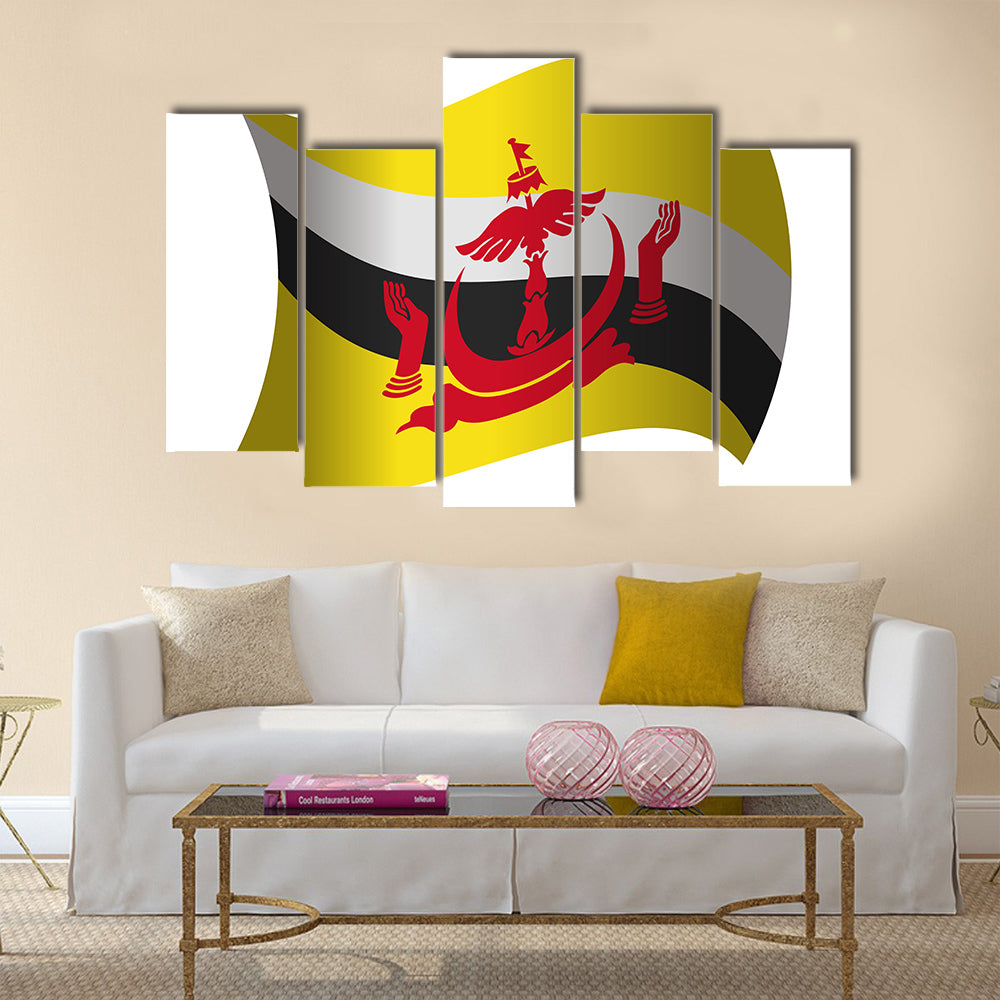 Brunei flag waving in the wind Multi panel canvas wall art