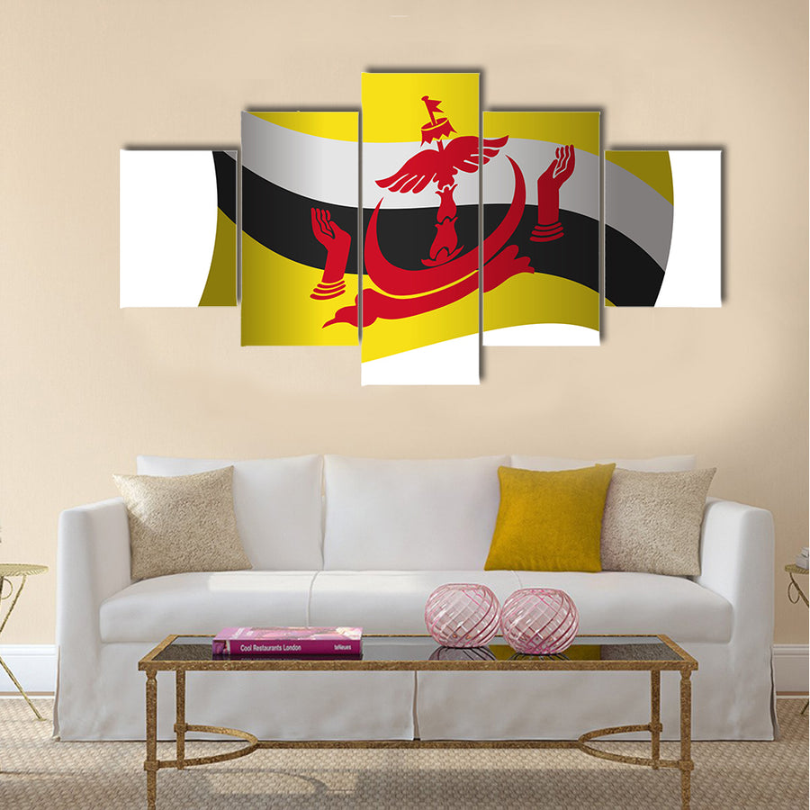 Brunei flag waving in the wind Multi panel canvas wall art