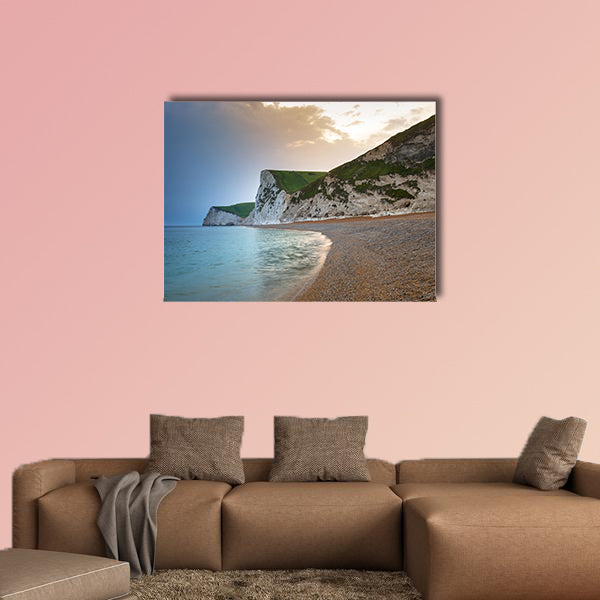 Beautiful beach on the Jurassic Coast of Dorset, UK Multi panel canvas wall art