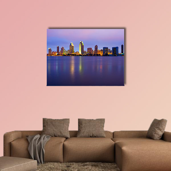 San Diego skyline at night multi panel canvas wall art