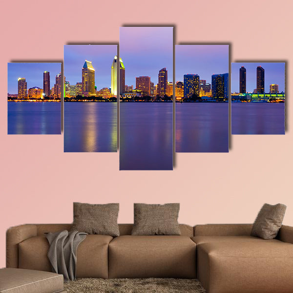 San Diego skyline at night multi panel canvas wall art