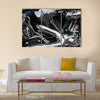 Closeup of a big shiny Motorcycle engine Multi panel canvas wall art