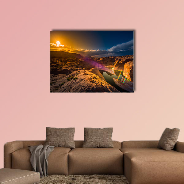 Wide angle Reflection Canyon at Sunset Lake Powell Utah multi panel canvas wall art