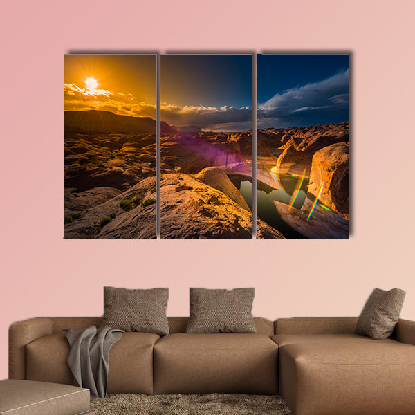 Wide angle Reflection Canyon at Sunset Lake Powell Utah multi panel canvas wall art