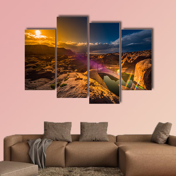 Wide angle Reflection Canyon at Sunset Lake Powell Utah multi panel canvas wall art