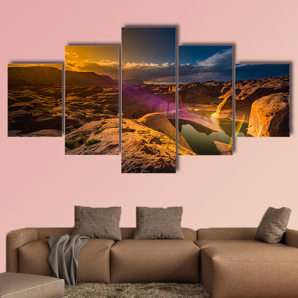 Wide angle Reflection Canyon at Sunset Lake Powell Utah multi panel canvas wall art