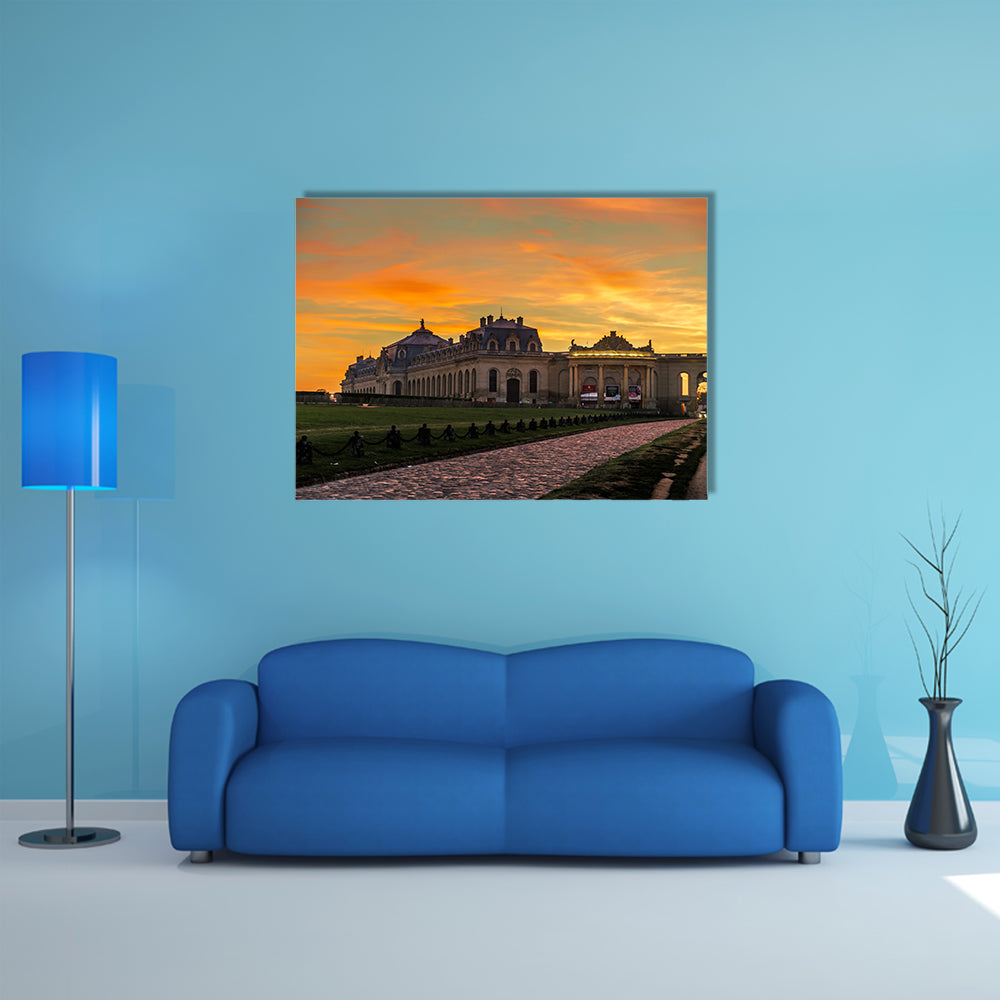 Chantilly castle view, Il-de-France, Paris region France multi panel canvas wall art