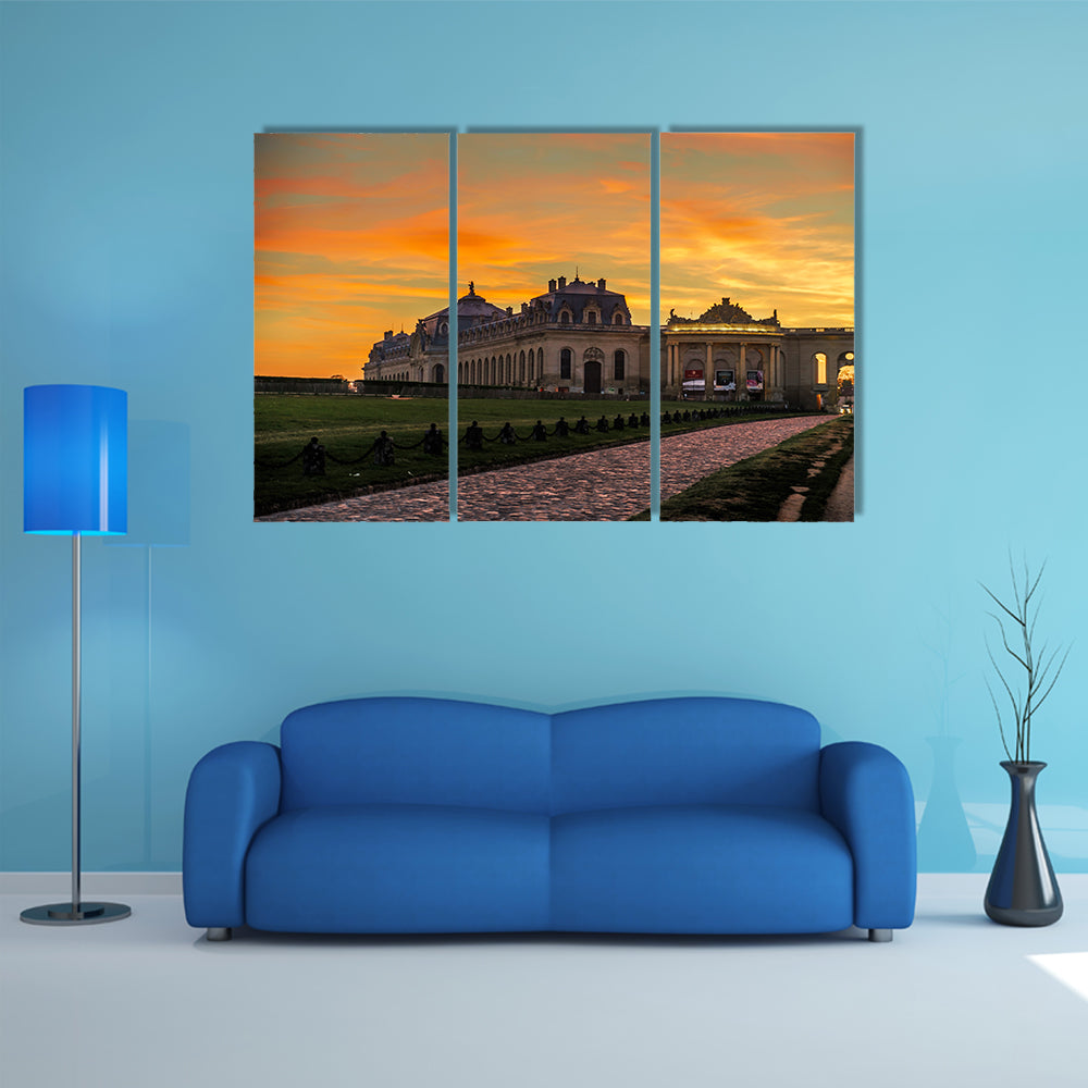 Chantilly castle view, Il-de-France, Paris region France multi panel canvas wall art