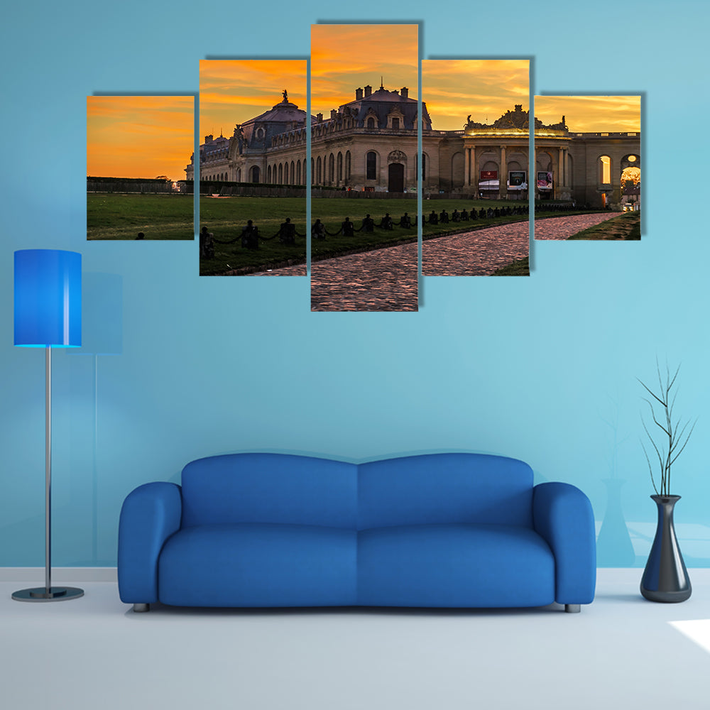 Chantilly castle view, Il-de-France, Paris region France multi panel canvas wall art