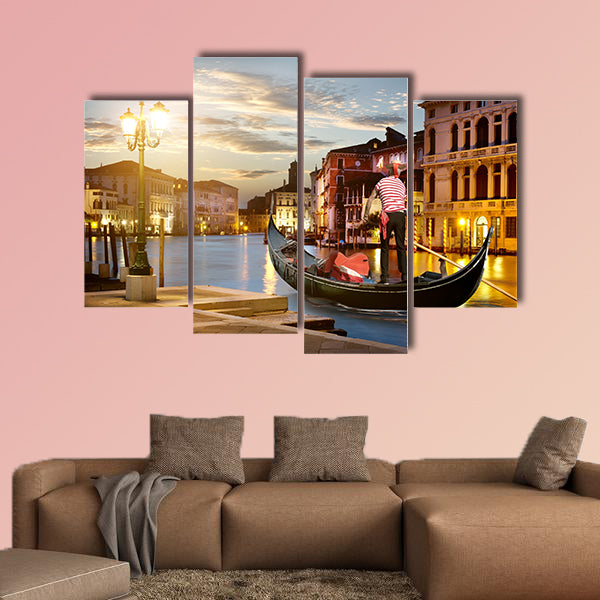 Grand Canal in sunset time, Venice, Italy multi panel canvas wall art