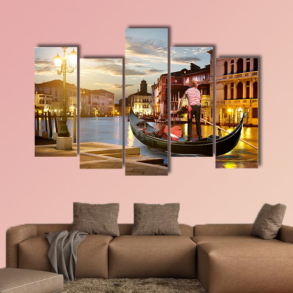 Grand Canal in sunset time, Venice, Italy multi panel canvas wall art