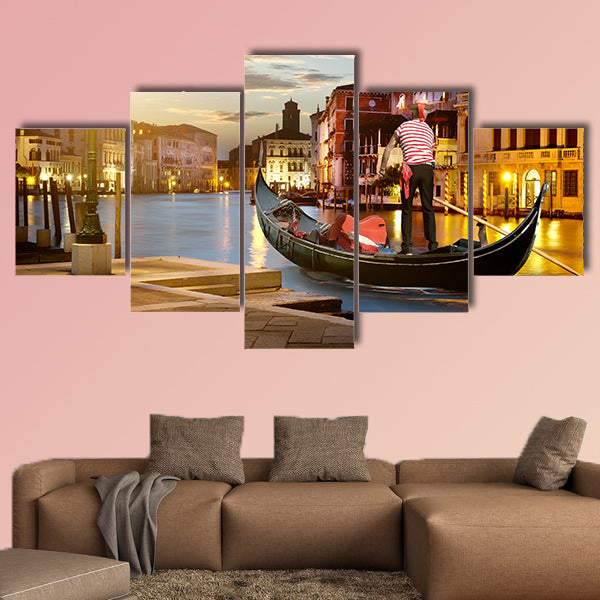 Grand Canal in sunset time, Venice, Italy multi panel canvas wall art