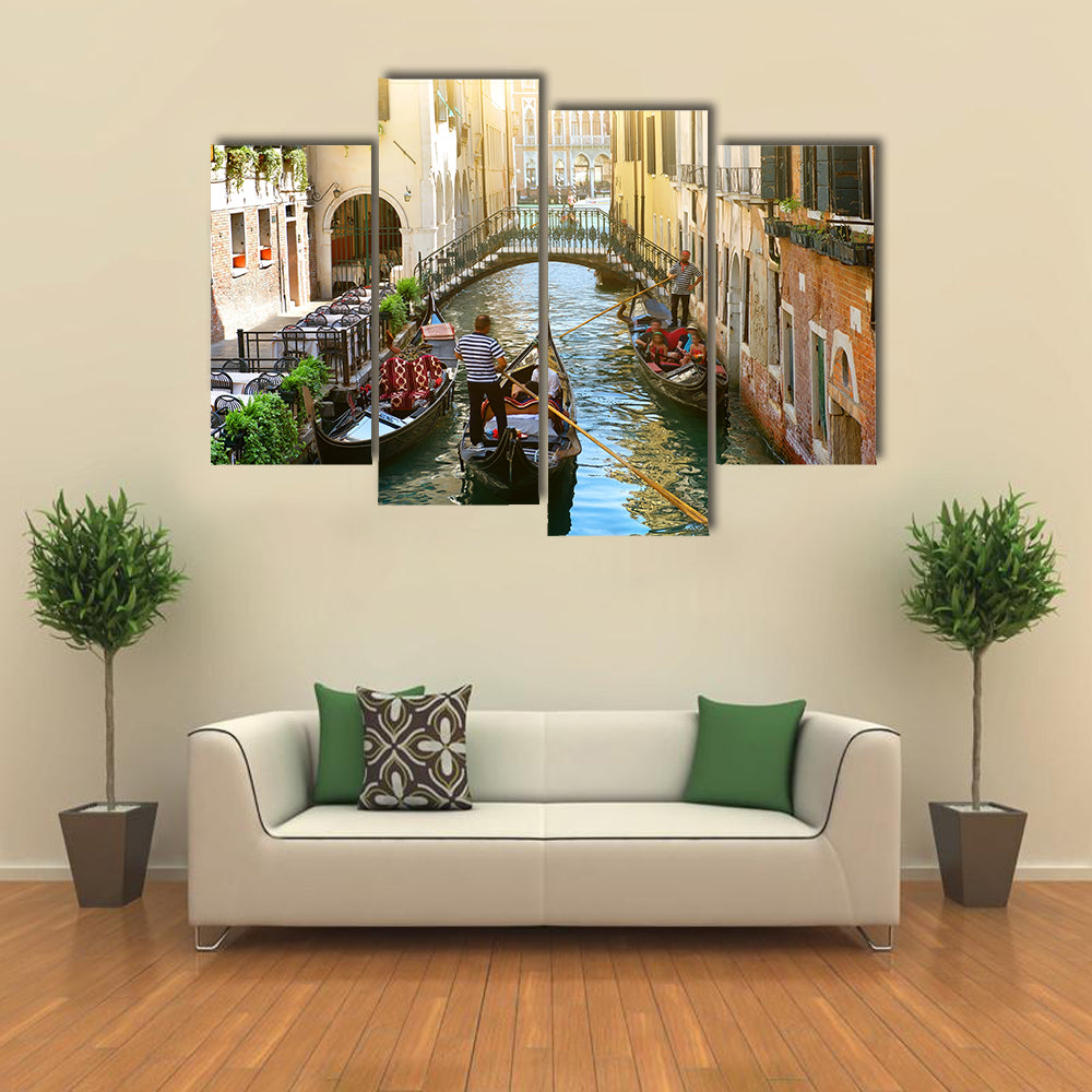 Canal in Venice between the old houses Multi panel canvas wall art