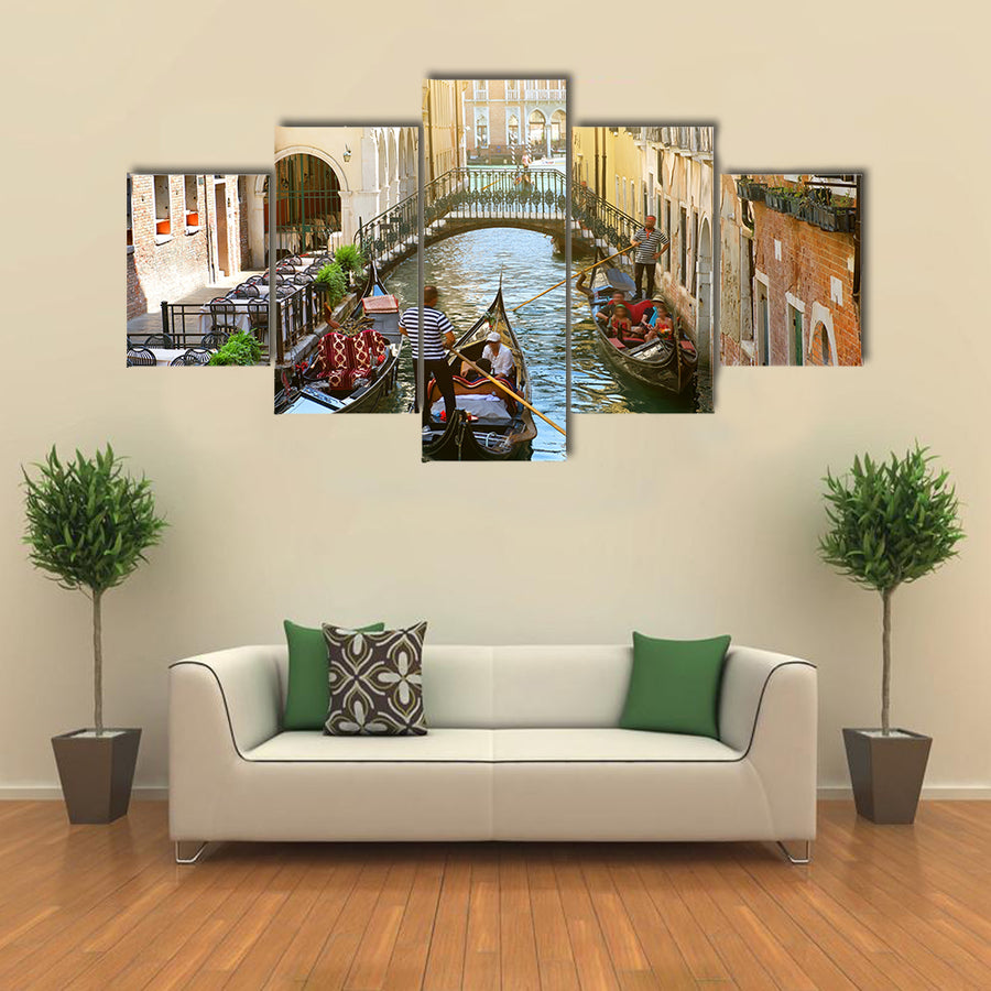 Canal in Venice between the old houses Multi panel canvas wall art