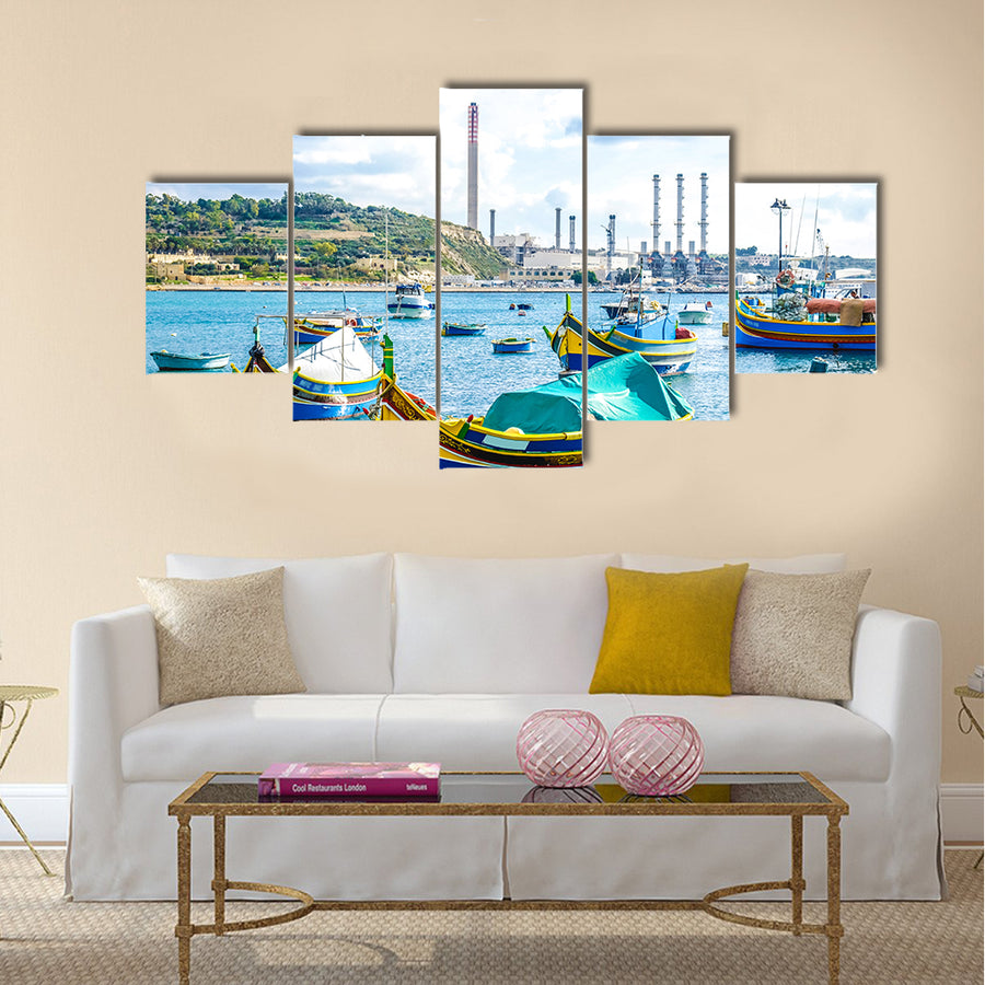 Marsaxlokk, famous fishermen village in Malta Multi Panel Canvas Wall Art