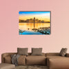 View of Budapest parliament at sunset, Hungary multi panel canvas wall art