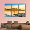 View of Budapest parliament at sunset, Hungary multi panel canvas wall art