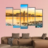 View of Budapest parliament at sunset, Hungary multi panel canvas wall art