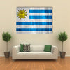 Flag of Uruguay or Uruguayan banner on wooden background Multi panel canvas wall art