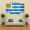 Flag of Uruguay or Uruguayan banner on wooden background Multi panel canvas wall art