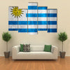 Flag of Uruguay or Uruguayan banner on wooden background Multi panel canvas wall art