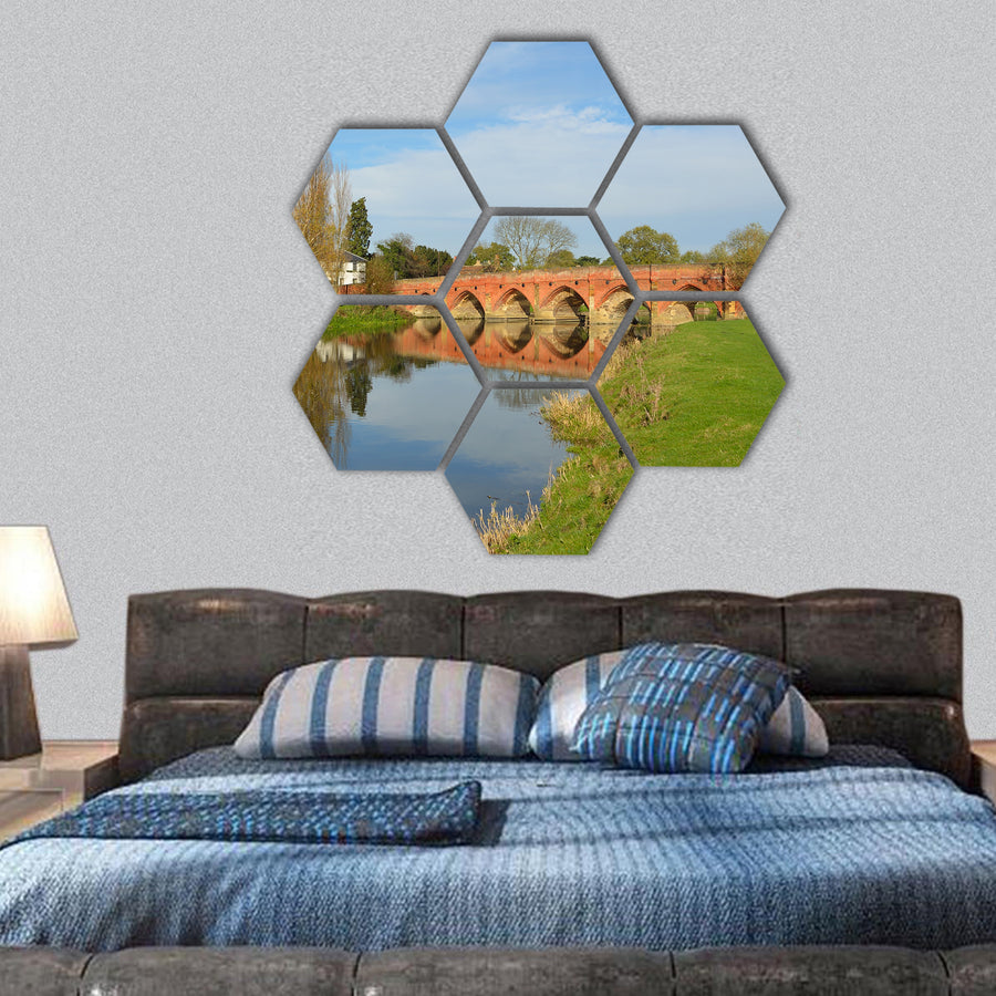 Packhorse Bridge at Barford Bedfordshire England hexagonal canvas wall art