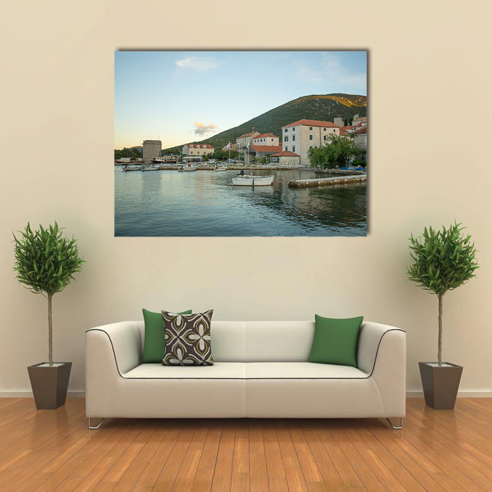 The Scenic Beauty Of The Sunset In The Port Of Mali Ston, Croatia, Multi Panel Canvas Wall Art