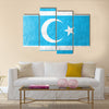 Flag of Iraqi Turkmen Front, painted on leather texture Multi Panel Canvas Wall Art