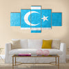 Flag of Iraqi Turkmen Front, painted on leather texture Multi Panel Canvas Wall Art