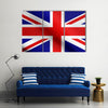 Flag of the United Kingdom waving in the wind with fabric texture Multi panel canvas wall art