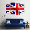 Flag of the United Kingdom waving in the wind with fabric texture Multi panel canvas wall art