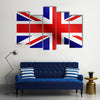 Flag of the United Kingdom waving in the wind with fabric texture Multi panel canvas wall art