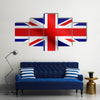 Flag of the United Kingdom waving in the wind with fabric texture Multi panel canvas wall art