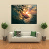 A Rough Colored Ocean Wave Falling Down At Sunset Time,Multi Panel Canvas Wall Art