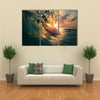 A Rough Colored Ocean Wave Falling Down At Sunset Time,Multi Panel Canvas Wall Art