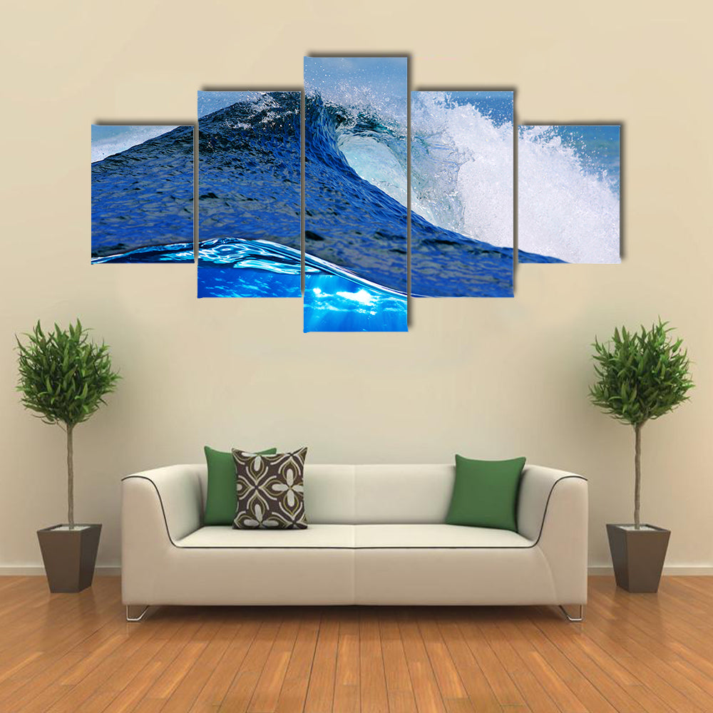A Rough White Blue Ocean Wave Falling Down,Multi Panel Canvas Wall Art
