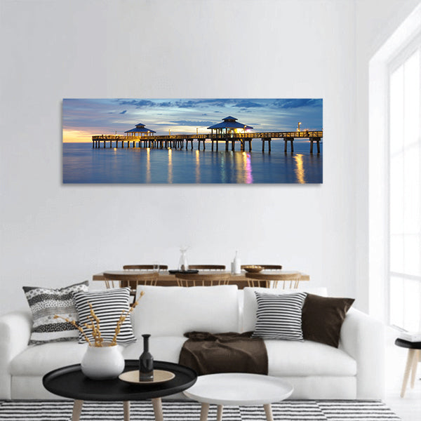 Fort Myers Pier at Sunset, Florida USA panoramic canvas wall art