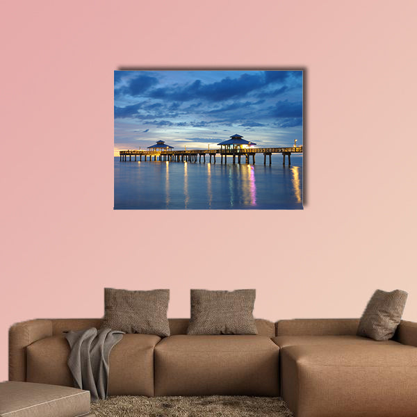 The Fort Myers Pier at Sunset, Florida, USA multi panel canvas wall art