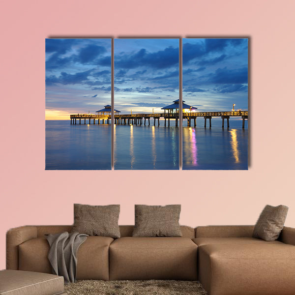 The Fort Myers Pier at Sunset, Florida, USA multi panel canvas wall art