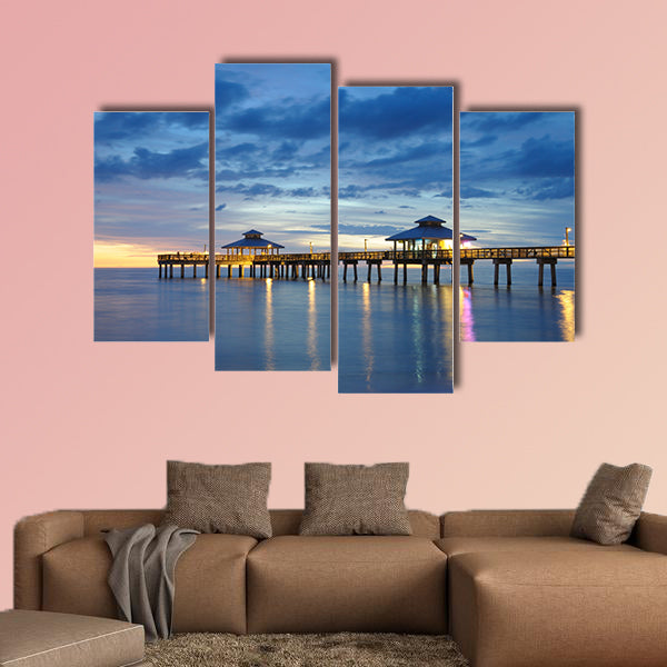 The Fort Myers Pier at Sunset, Florida, USA multi panel canvas wall art