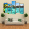 The Beauty Of The Water Bungalows With A Green Lagoon, Maldives, Multi Panel Canvas Wall Art