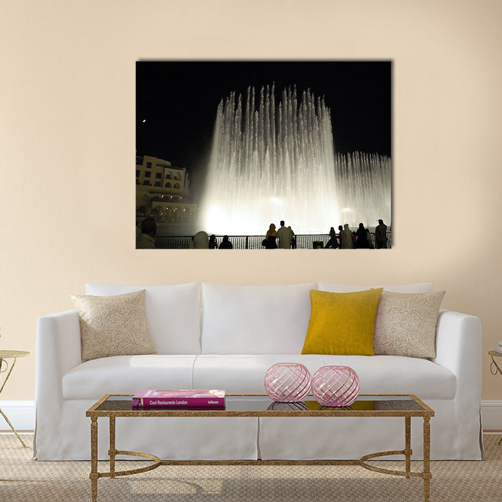 Dancing fountains in Dubai downtown multi panel canvas wall art