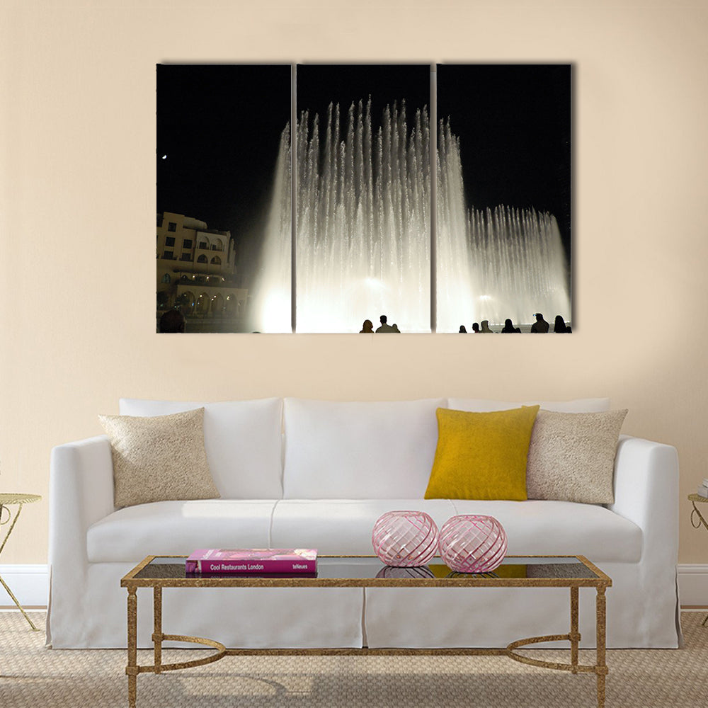 Dancing fountains in Dubai downtown multi panel canvas wall art