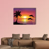 Beautiful Sunset and stars at the seaside in the background Multi panel canvas wall art