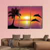 Beautiful Sunset and stars at the seaside in the background Multi panel canvas wall art