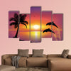 Beautiful Sunset and stars at the seaside in the background Multi panel canvas wall art